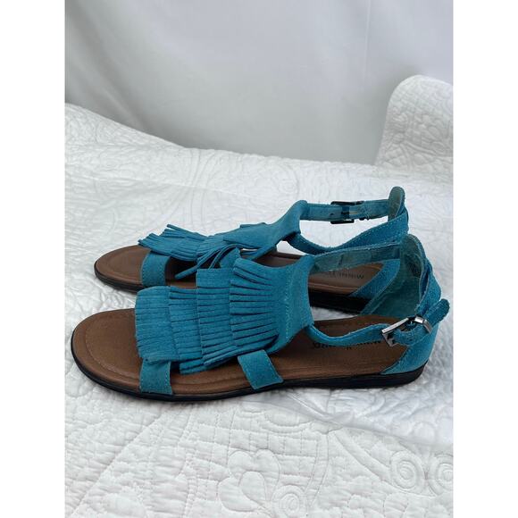 Minnetonka Women's Size 8 Blue Suede Strap Hippie Boho Vacation Sandal 10018584 - Picture 10 of 10